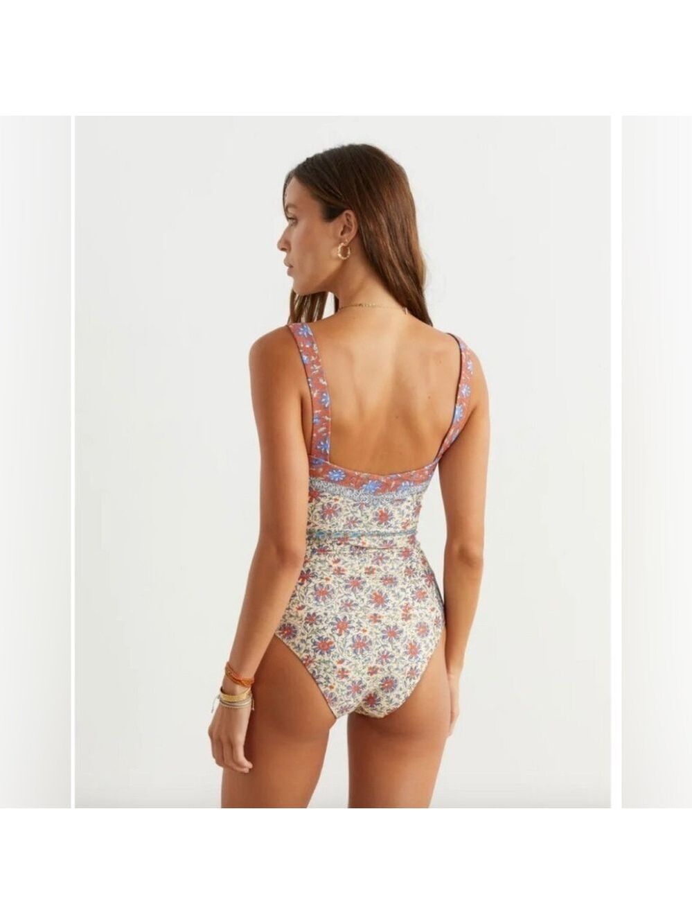 BOTEH Clementine Zoey Button Detail Multi Print One Piece Swimsuit SZ L - Picture 3 of 10
